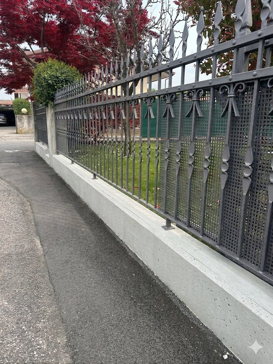 Muretto con ringhiera dopo la pulizia